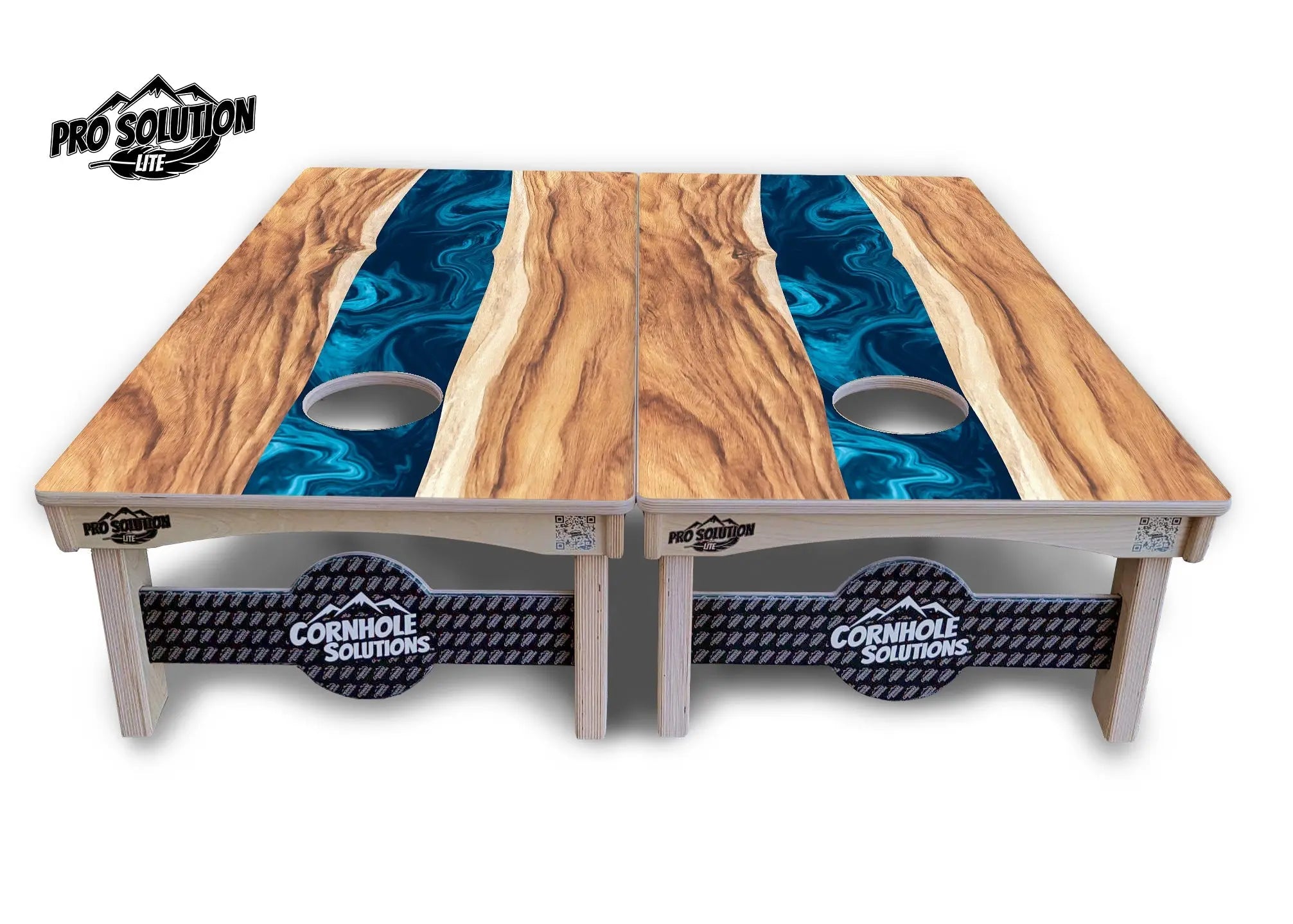 Live Edge River Cornhole Boards - Pro Solution Lite Series by Cornhole Solutions, custom cornhole board detail photo 2