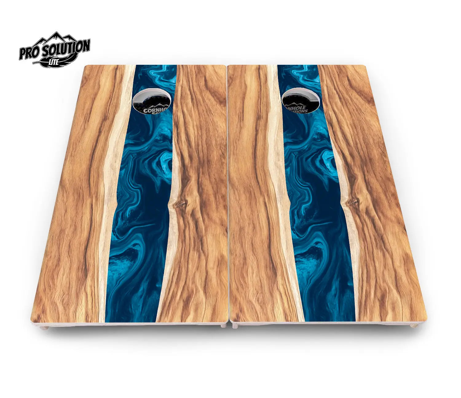 Live Edge River Cornhole Boards - Pro Solution Lite Series by Cornhole Solutions, custom cornhole board detail photo 3