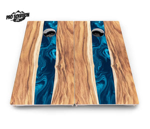Live Edge River Cornhole Boards - Pro Solution Lite Series by Cornhole Solutions, custom cornhole board detail photo 3