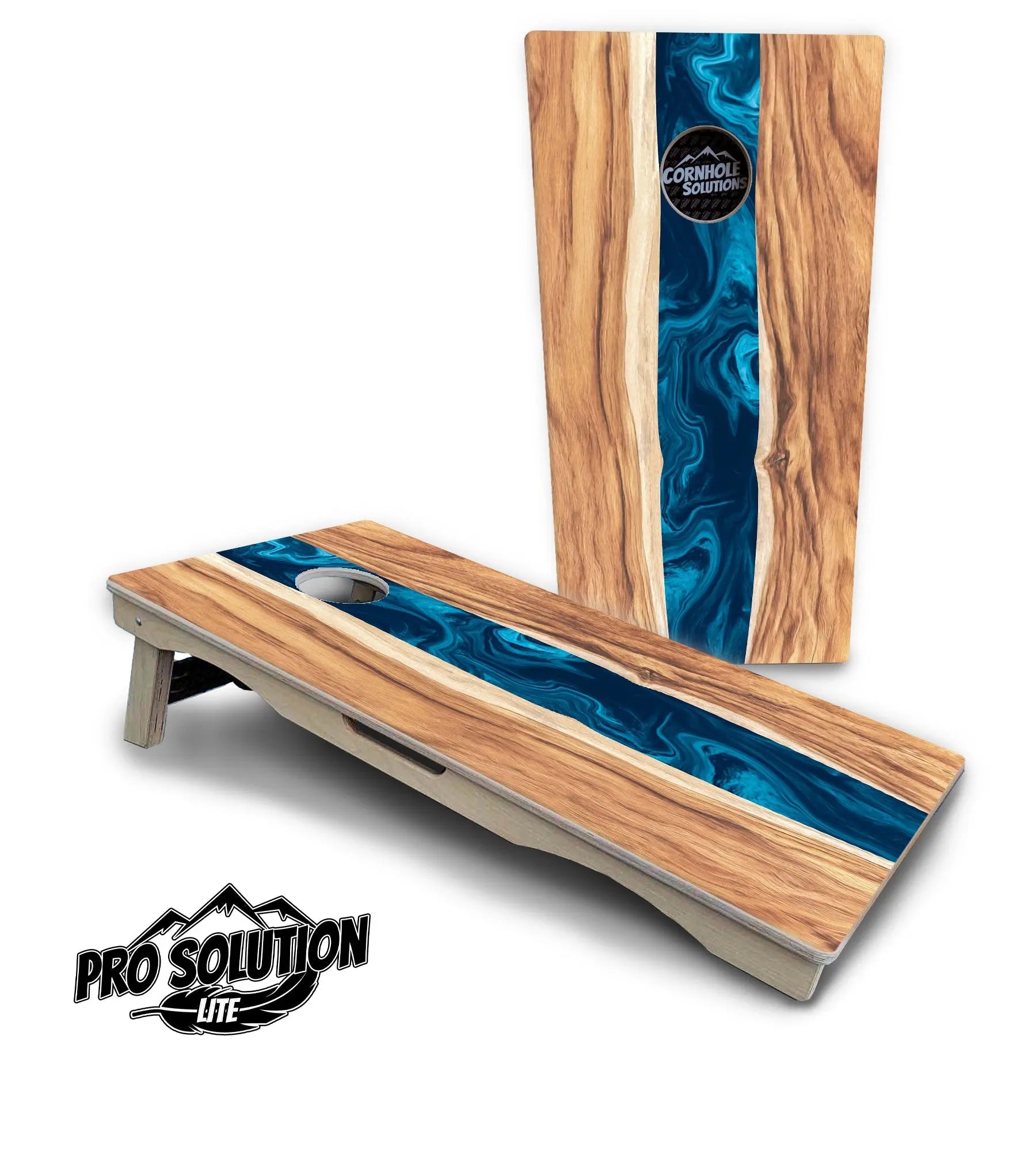 Live Edge River Cornhole Boards - Pro Solution Lite Series by Cornhole Solutions, custom cornhole board detail photo 5