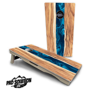 Live Edge River Cornhole Boards - Pro Solution Lite Series by Cornhole Solutions, custom cornhole board detail photo 5
