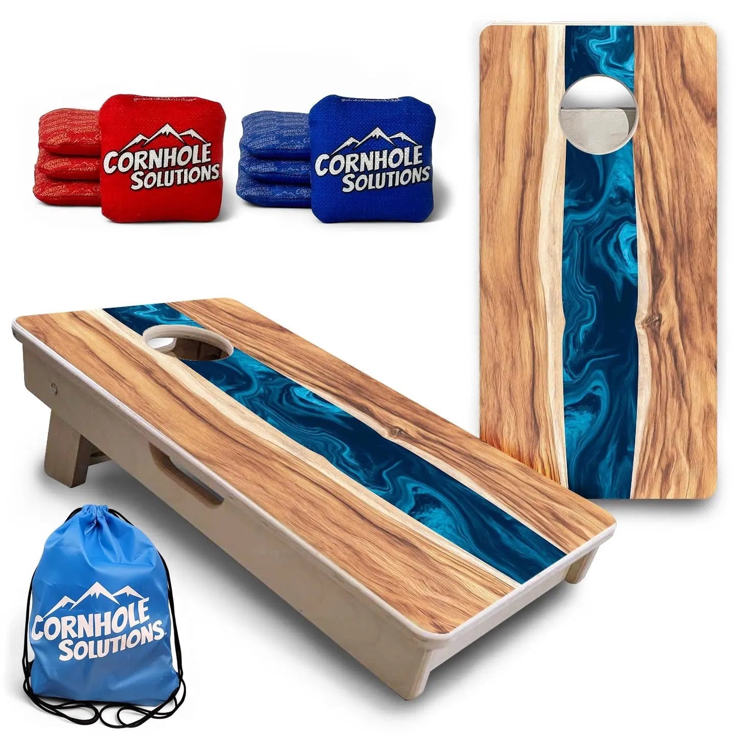 Live Edge River - Mini or Vacation Size Cornhole Boards by Cornhole Solutions, custom cornhole board main product photo