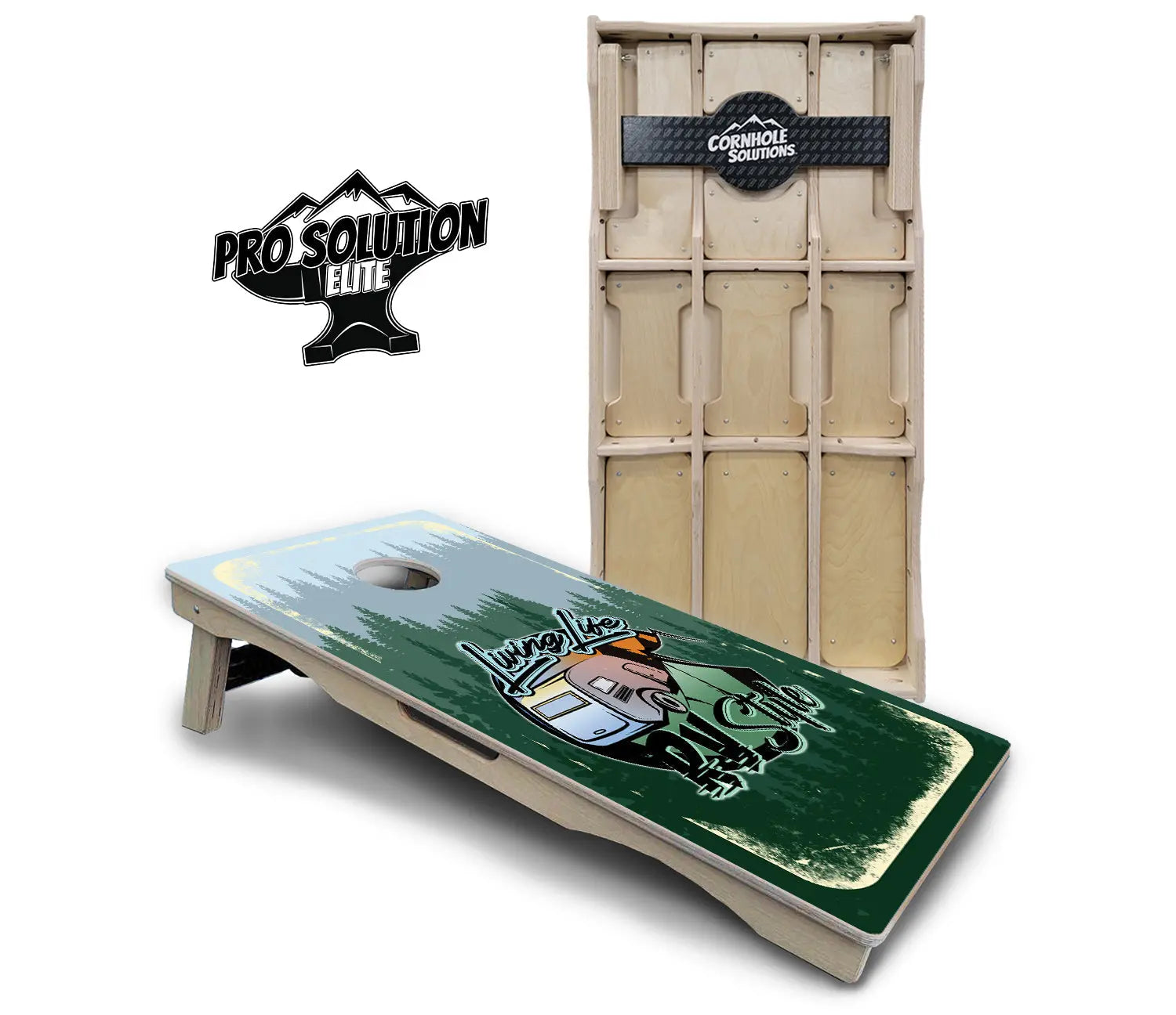 Living Life RV Style Cornhole Boards - Pro Solution Elite Series by Cornhole Solutions, custom cornhole board main product photo