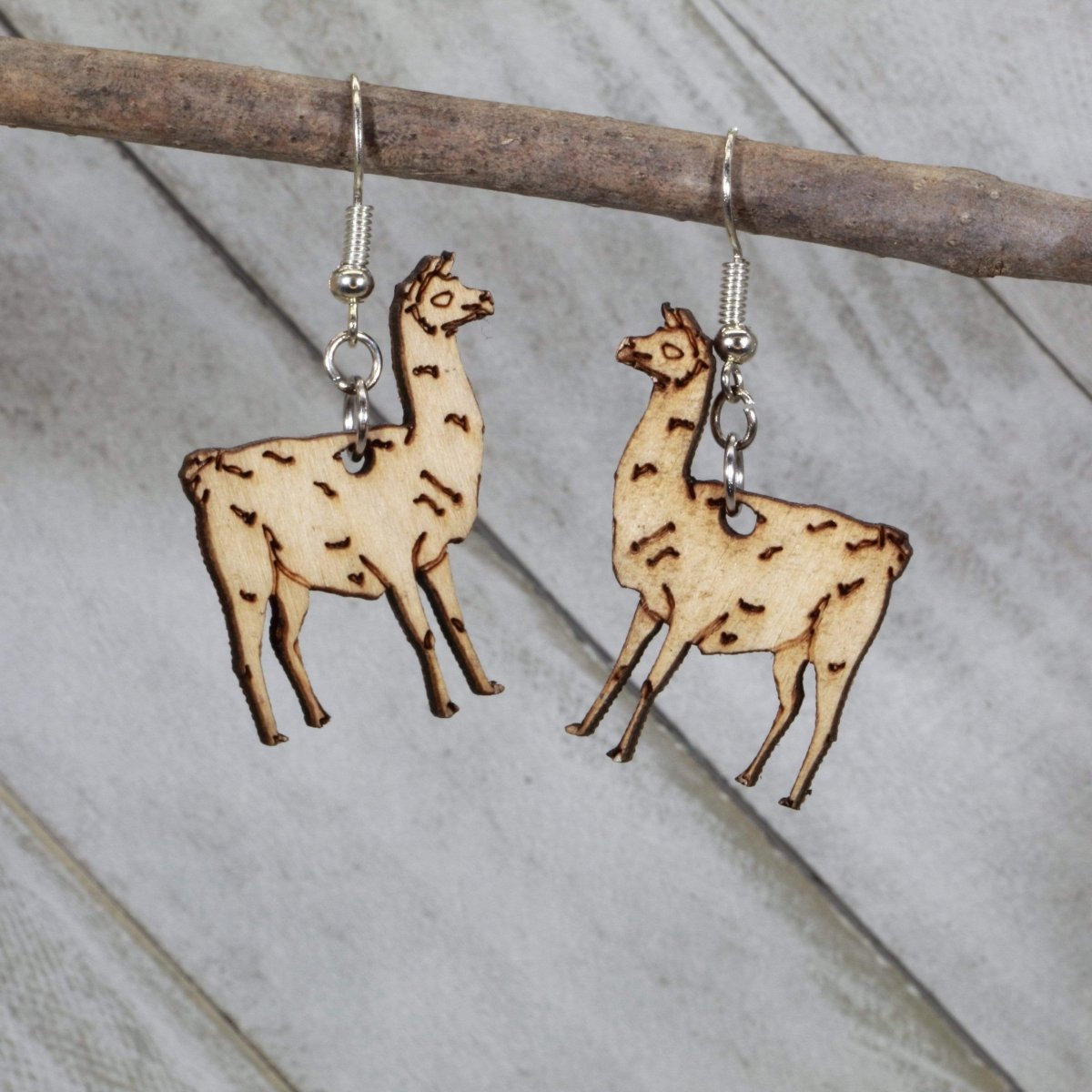 Llama Wooden Earrings | Cute Animal Alpaca Jewelry