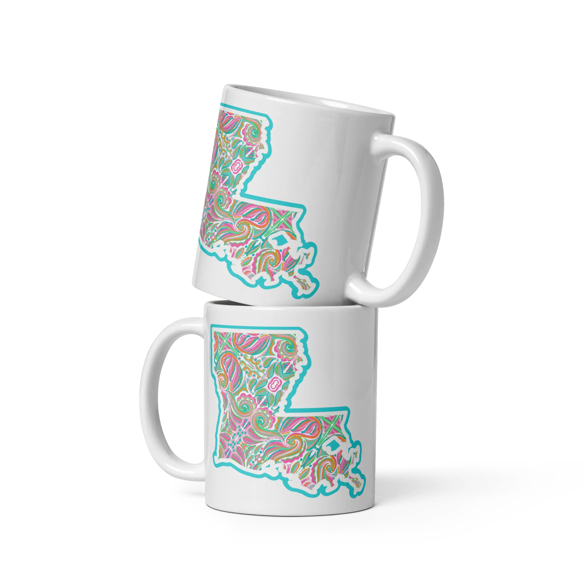 Louisiana State Art Mugs Stacked: Abstract Design by Leslie Gonce, Main Street Collective
