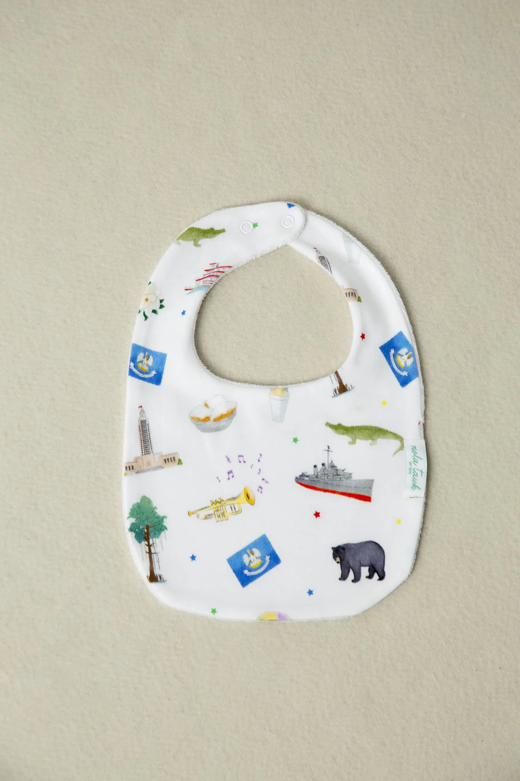 Louisiana Kids Cotton Bib by Nola Tawk, children's boutique clothing main product photo