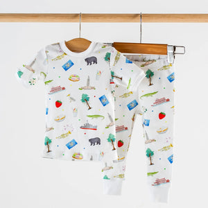 Louisiana Kids Organic Cotton Pajama Set by Nola Tawk, Southern food gift main product photo