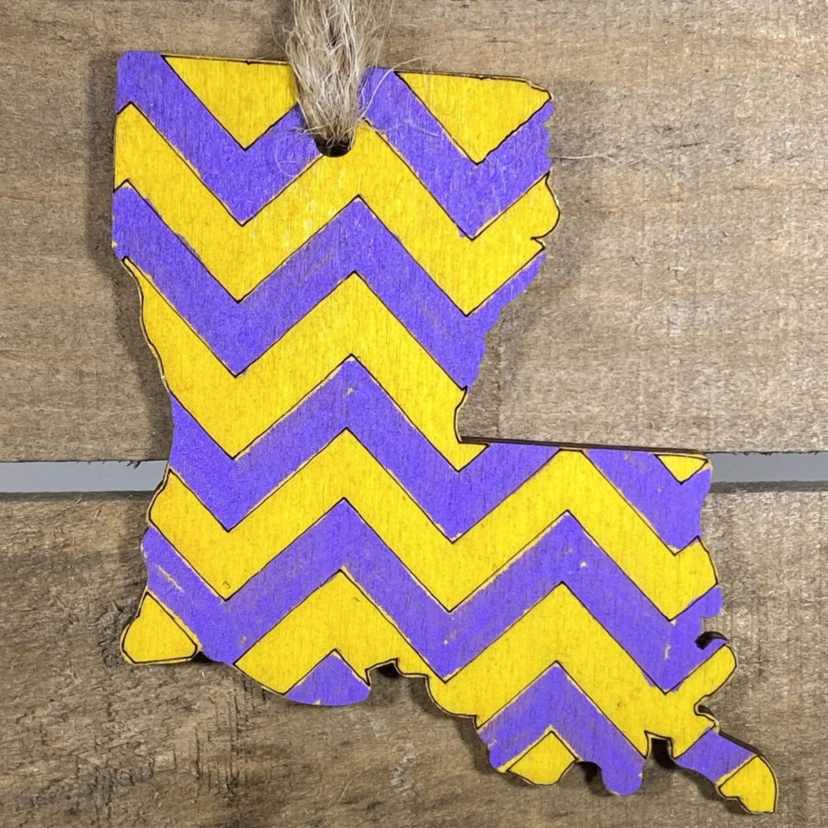 Louisiana Wooden Christmas Ornament | Purple and Gold State Decor