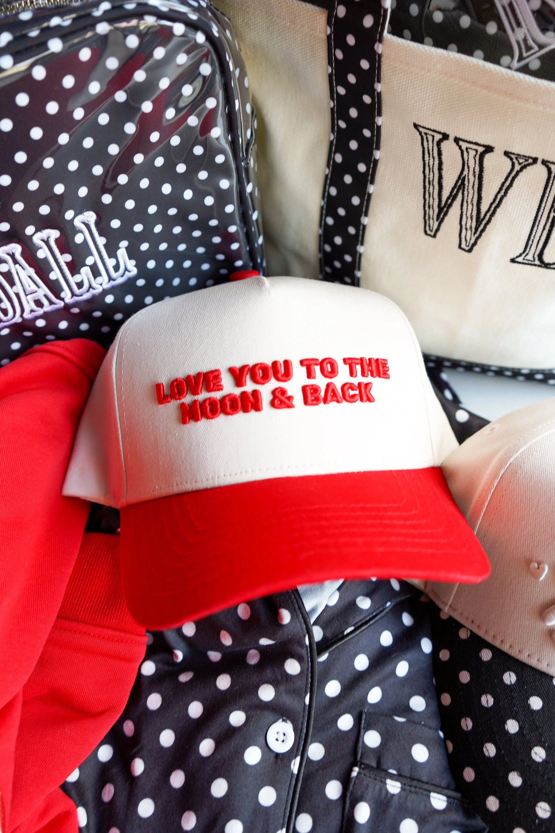 Love you to the Moon - Red Vintage Trucker Hat KenzKustomz