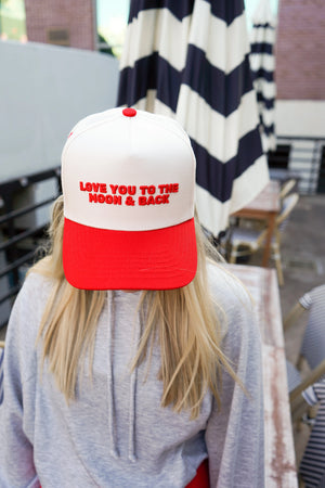 Love you to the Moon - Red Vintage Trucker Hat KenzKustomz