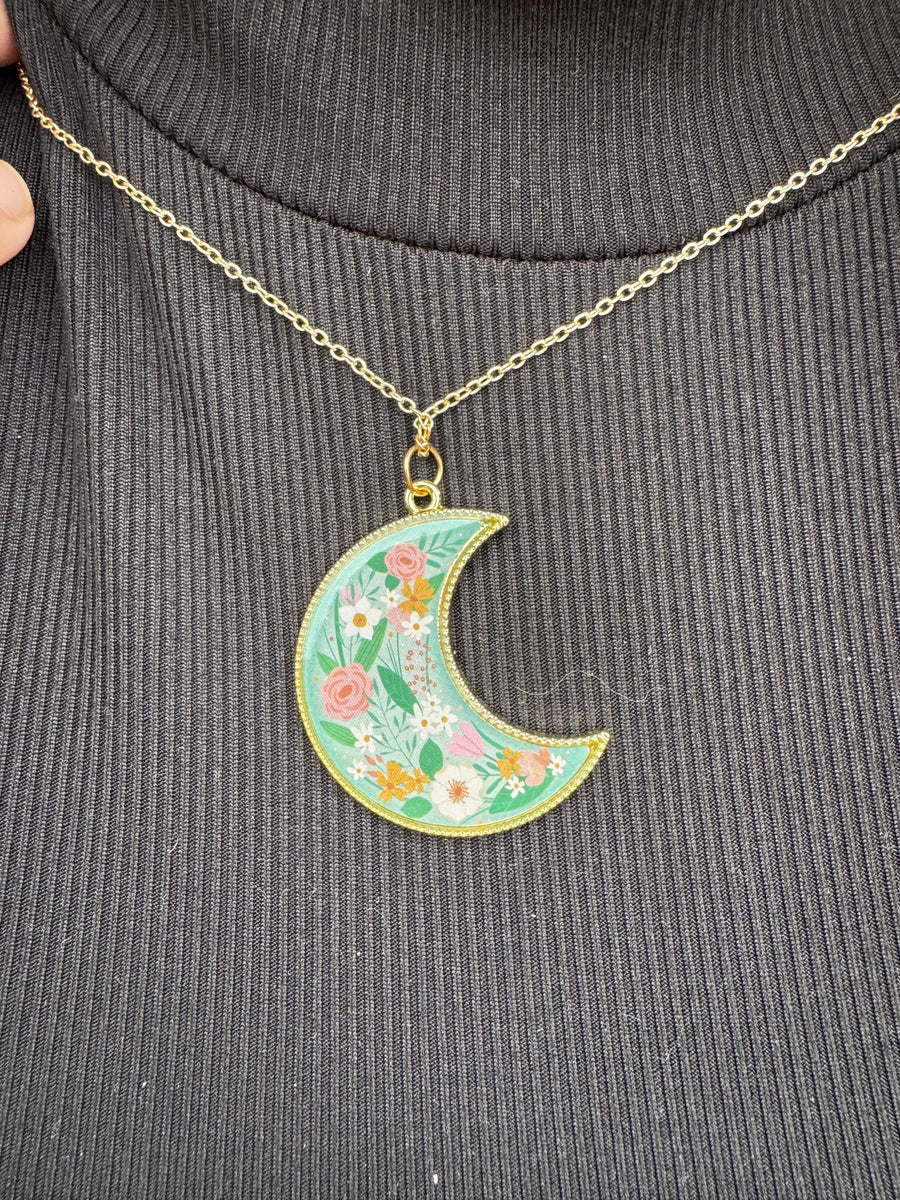 Lunar Bloom Necklace | Moon Flower Cottagecore Jewelry Gift