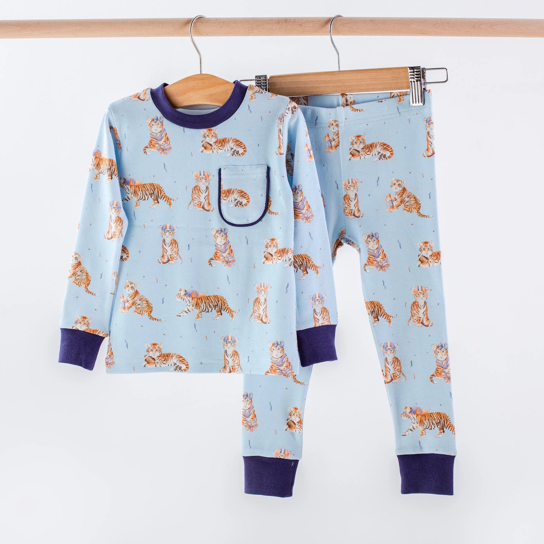 MVC: Alabama (AU Tigers) Organic Cotton Kids Pajamas (Blue) Nola Tawk