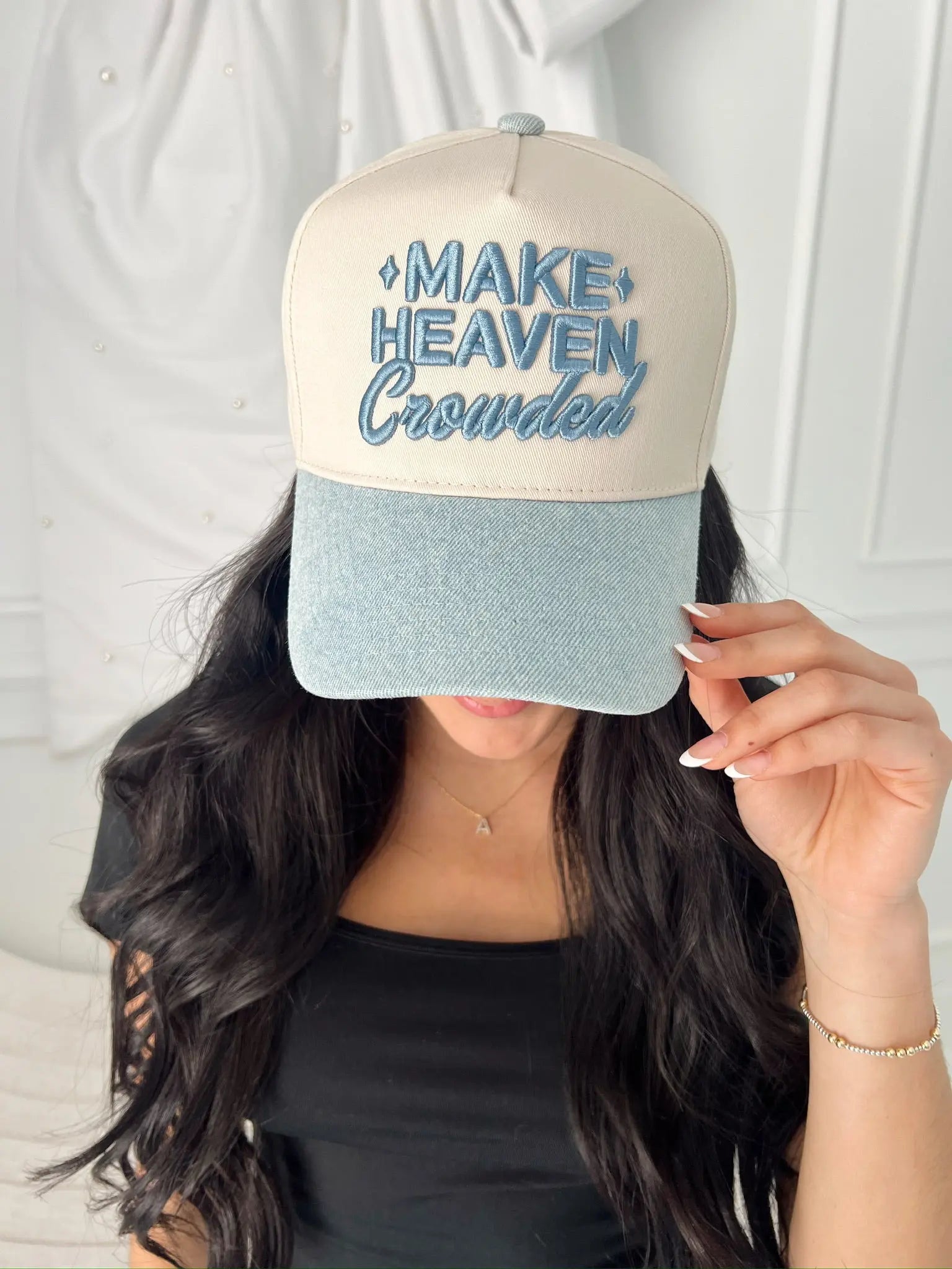 Make Heaven Crowded - Denim Vintage Trucker Hat KenzKustomz