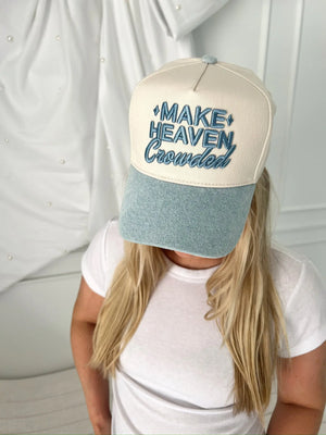 Make Heaven Crowded - Denim Vintage Trucker Hat KenzKustomz