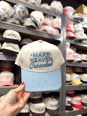 Make Heaven Crowded - Denim Vintage Trucker Hat KenzKustomz