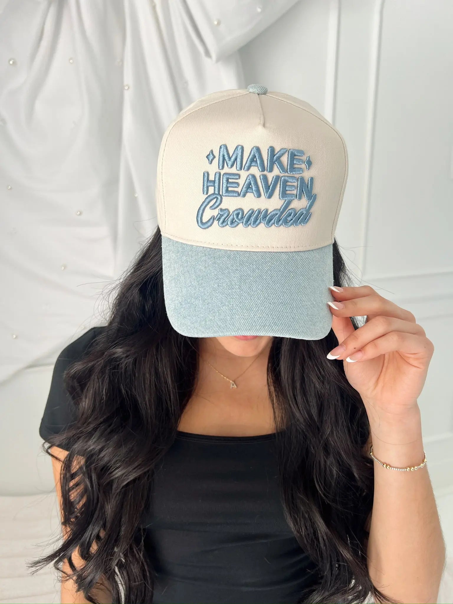 Make Heaven Crowded - Denim Vintage Trucker Hat KenzKustomz