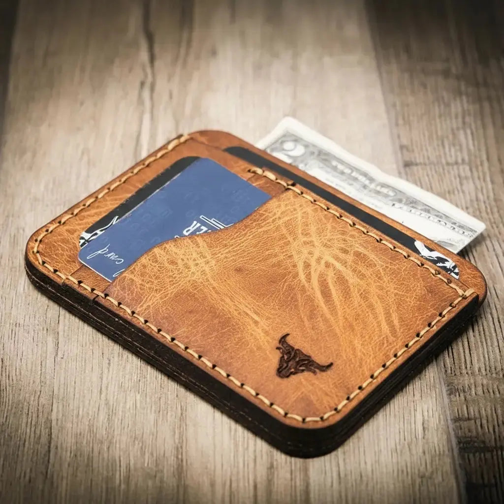 Mansfield Minimalist Wallet by Bull Sheath Leather, handmade leather goods main product photo
