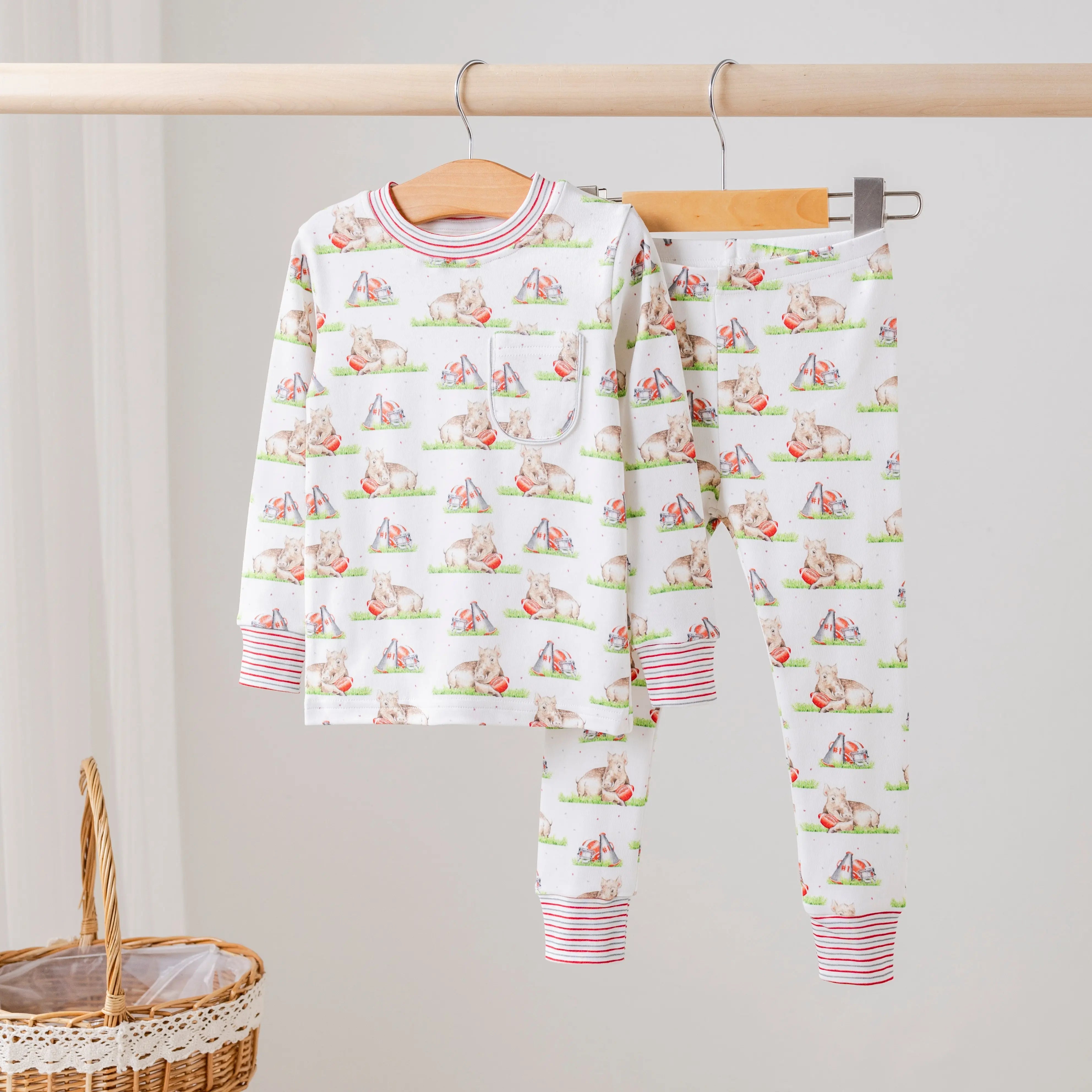 Mascot Mania in Arkansas Organic Cotton Kids Pajamas by Nola Tawk, Southern food gift main product photo