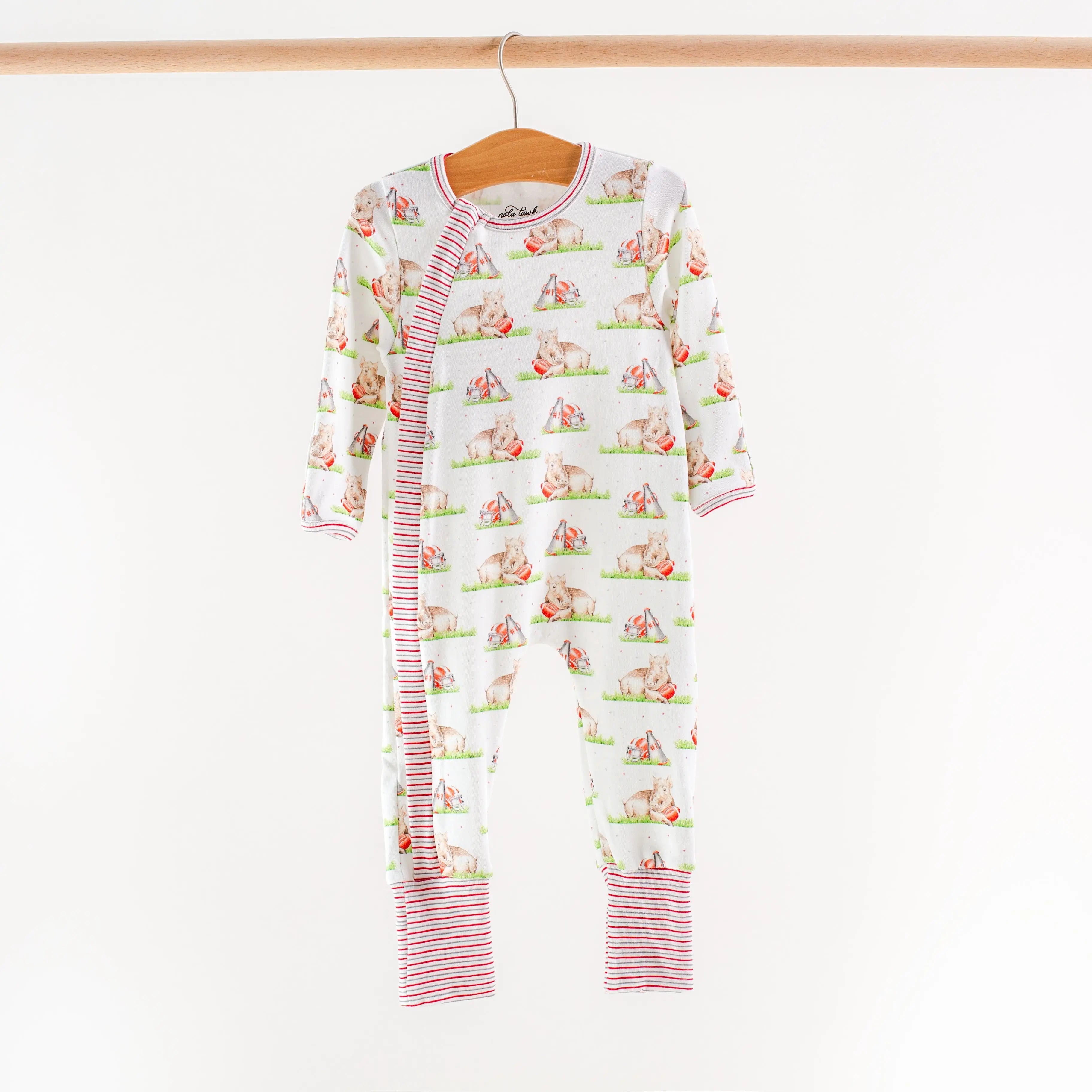 Mascot Mania in Arkansas Organic Cotton Kids Pajamas by Nola Tawk, Southern food gift detail photo 2