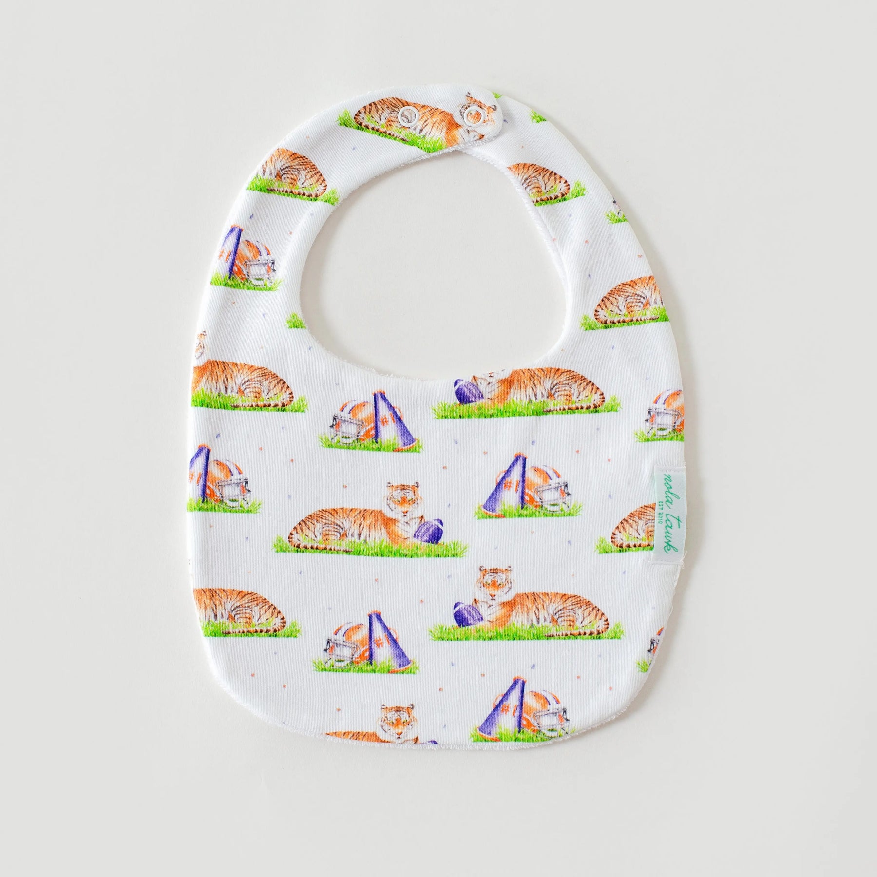 Mascot Mania in Auburn Organic Cotton Baby Bib Nola Tawk