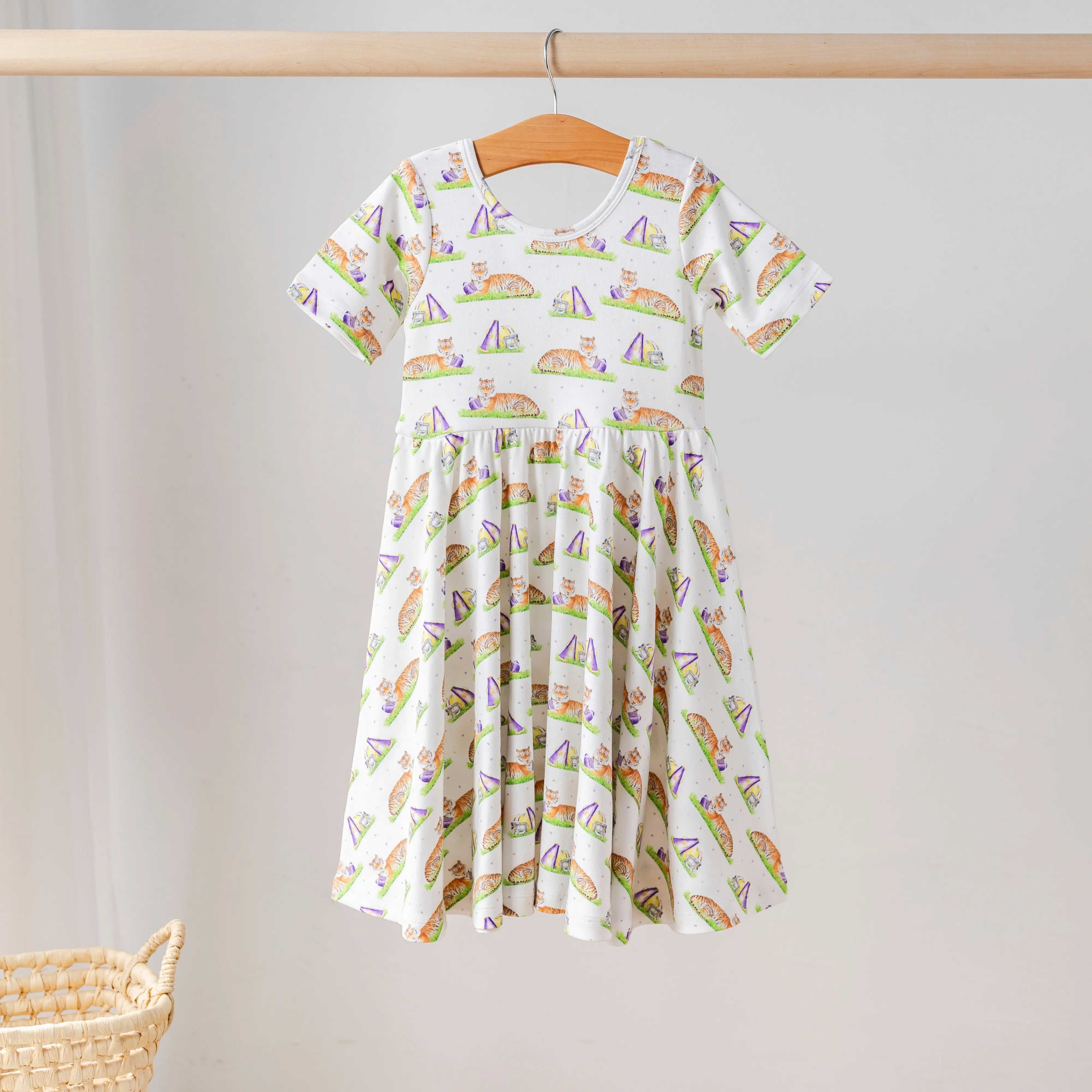 Mascot Mania in Louisiana Organic Cotton Dress for Kids by Nola Tawk, Southern lifestyle apparel main product photo