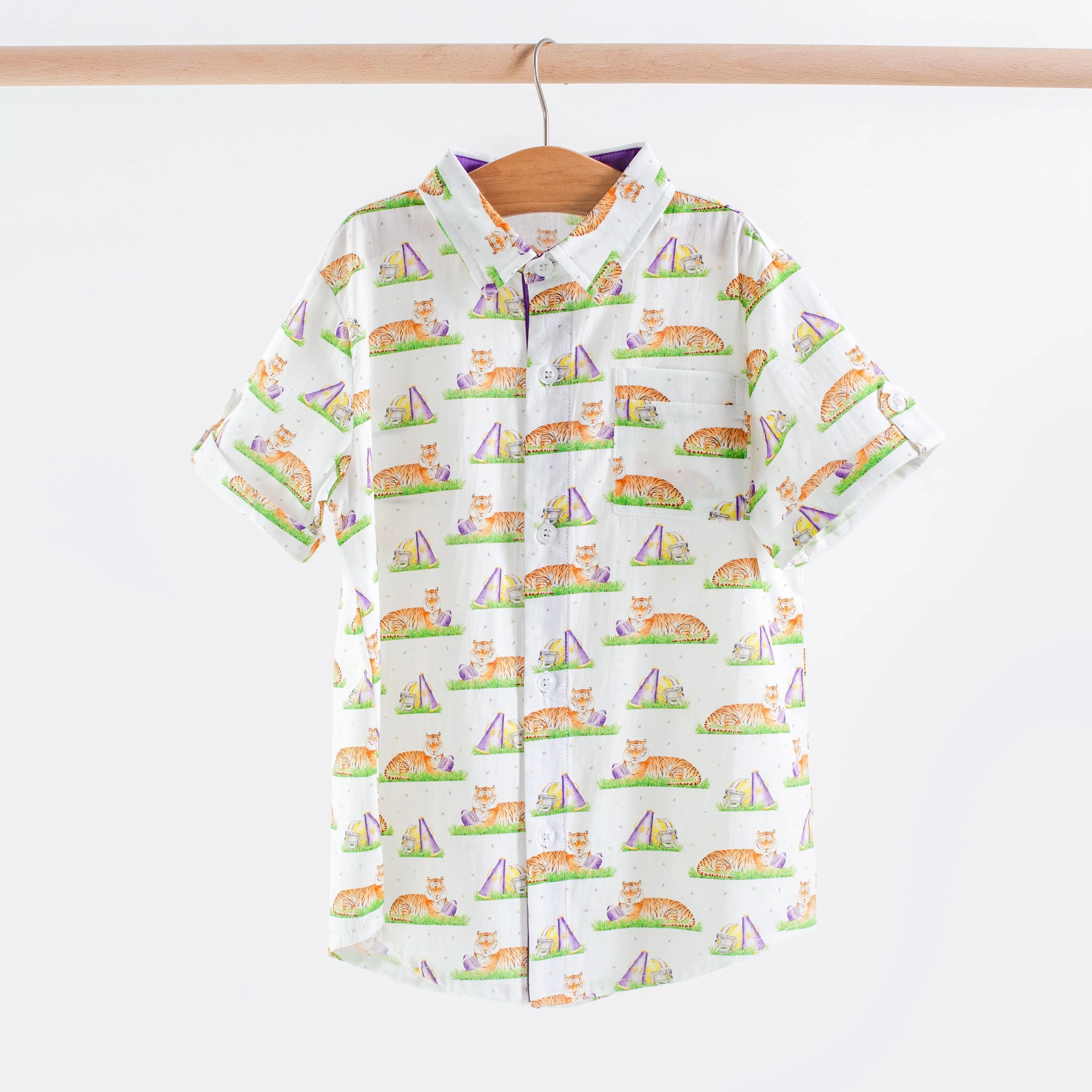 Mascot Mania in Louisiana Short Sleeve Collared Shirt by Nola Tawk, Southern lifestyle apparel main product photo