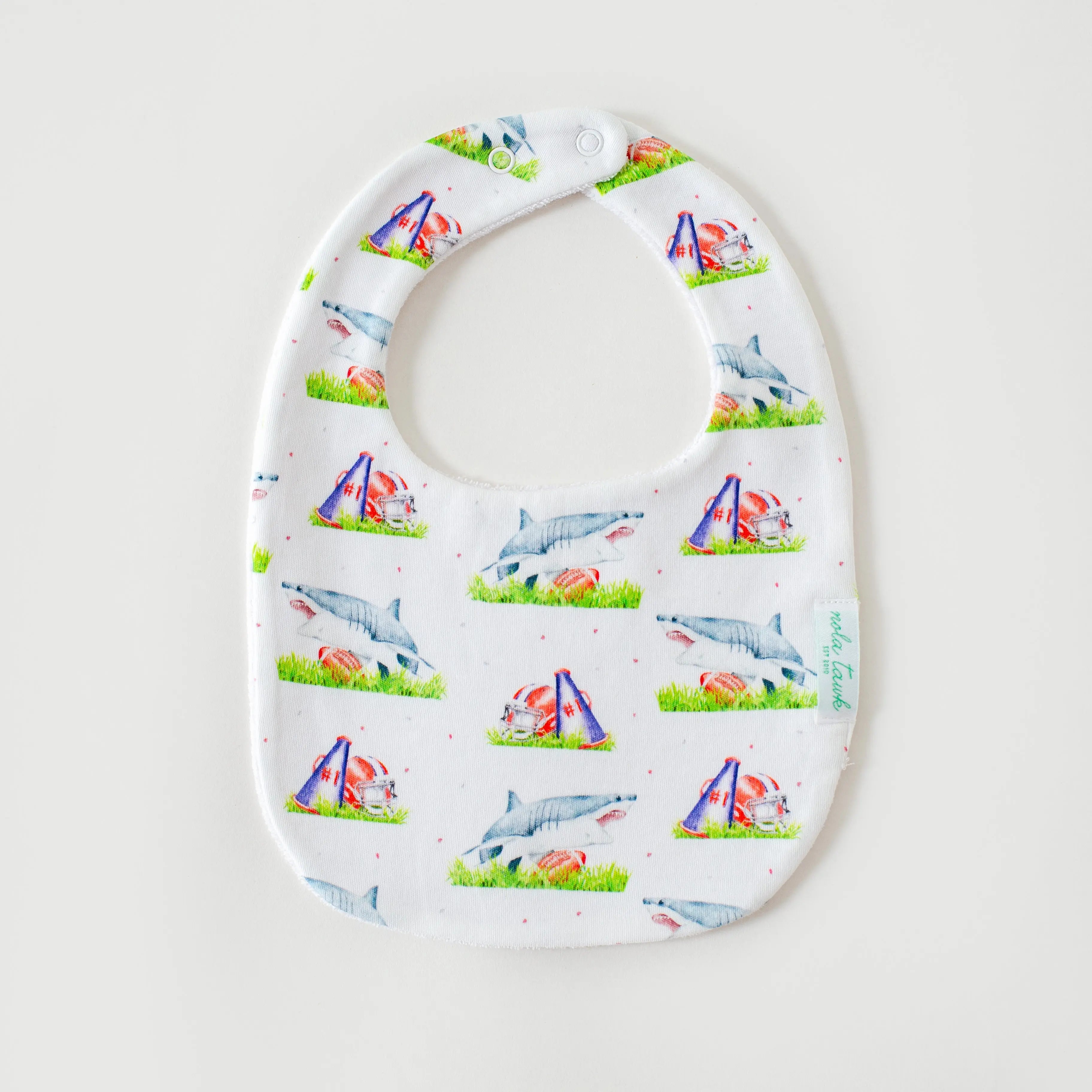 Mascot Mania in Ole Miss Organic Cotton Baby Bib by Nola Tawk, children's boutique clothing main product photo