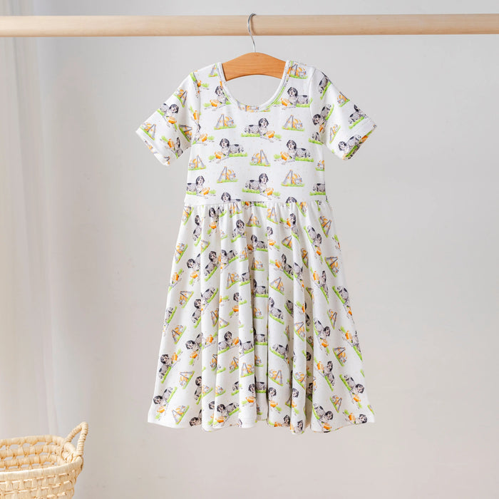 Hound Dog Mascot Mania Organic Cotton Dress for Kids