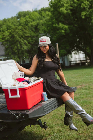 'Merican Mamacita - Leopard Vintage Trucker Hat by KenzKustomz, Southern lifestyle apparel detail photo 4