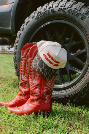 'Merican Mamacita - Leopard Vintage Trucker Hat by KenzKustomz, Southern lifestyle apparel detail photo 8