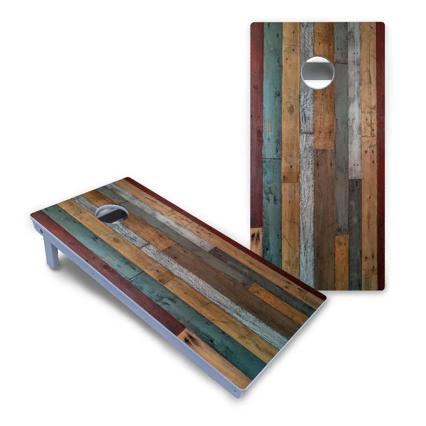 Metallic Wood Planks Cornhole Boards - All Weather Series by Cornhole Solutions, custom cornhole board detail photo 2
