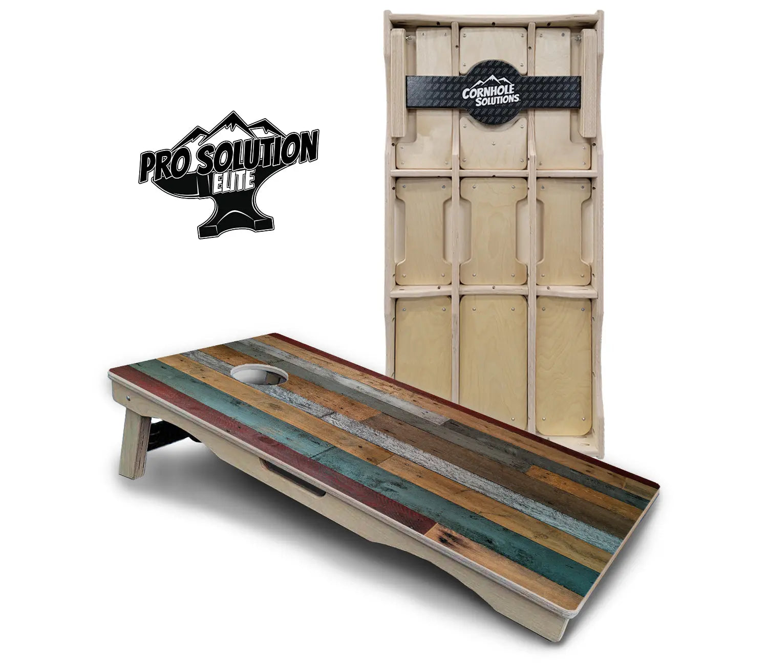 Metallic Wood Planks Cornhole Boards - Pro Solution Elite Series by Cornhole Solutions, custom cornhole board main product photo