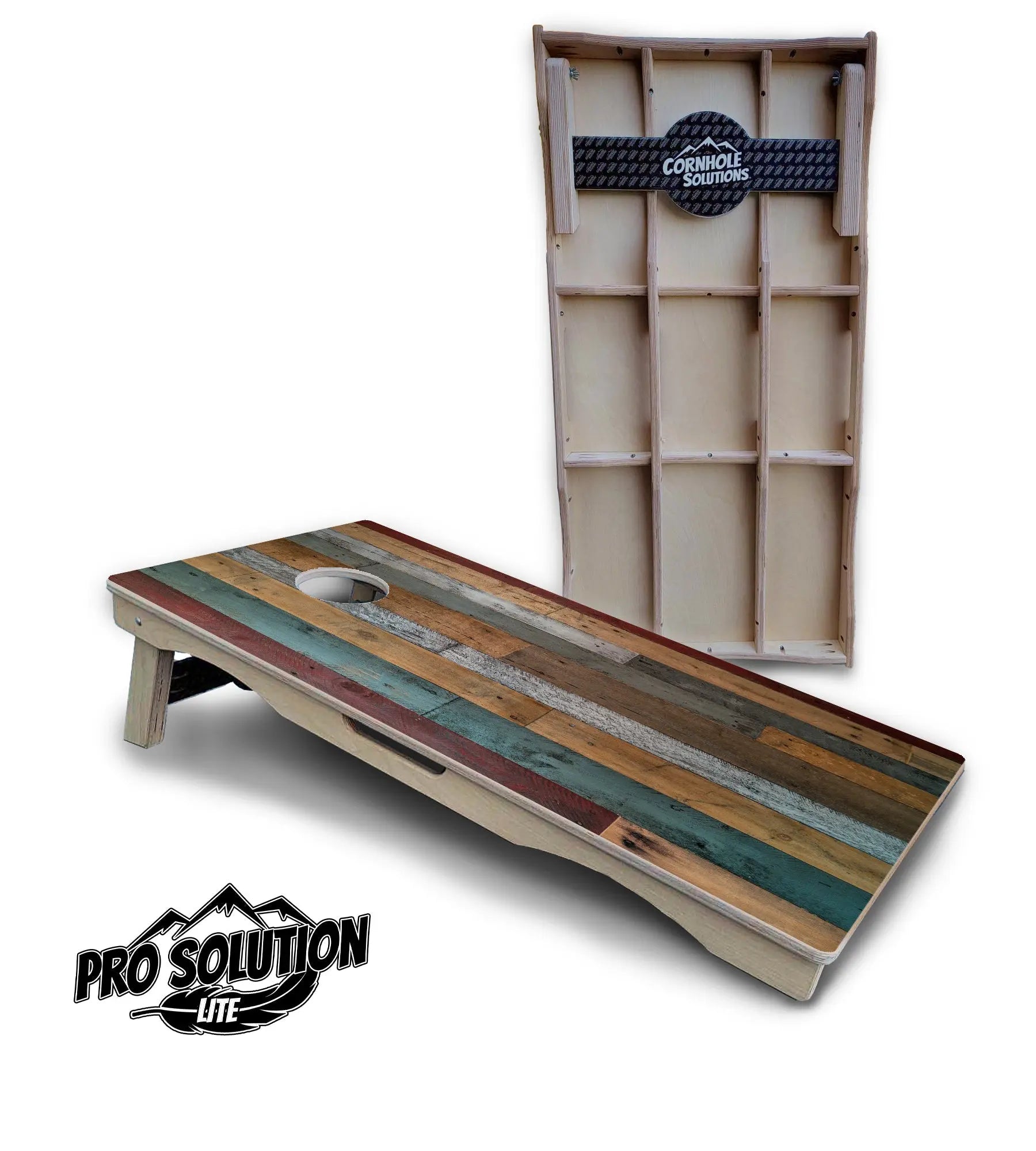 Metallic Wood Planks Cornhole Boards - Pro Solution Lite Series by Cornhole Solutions, custom cornhole board main product photo