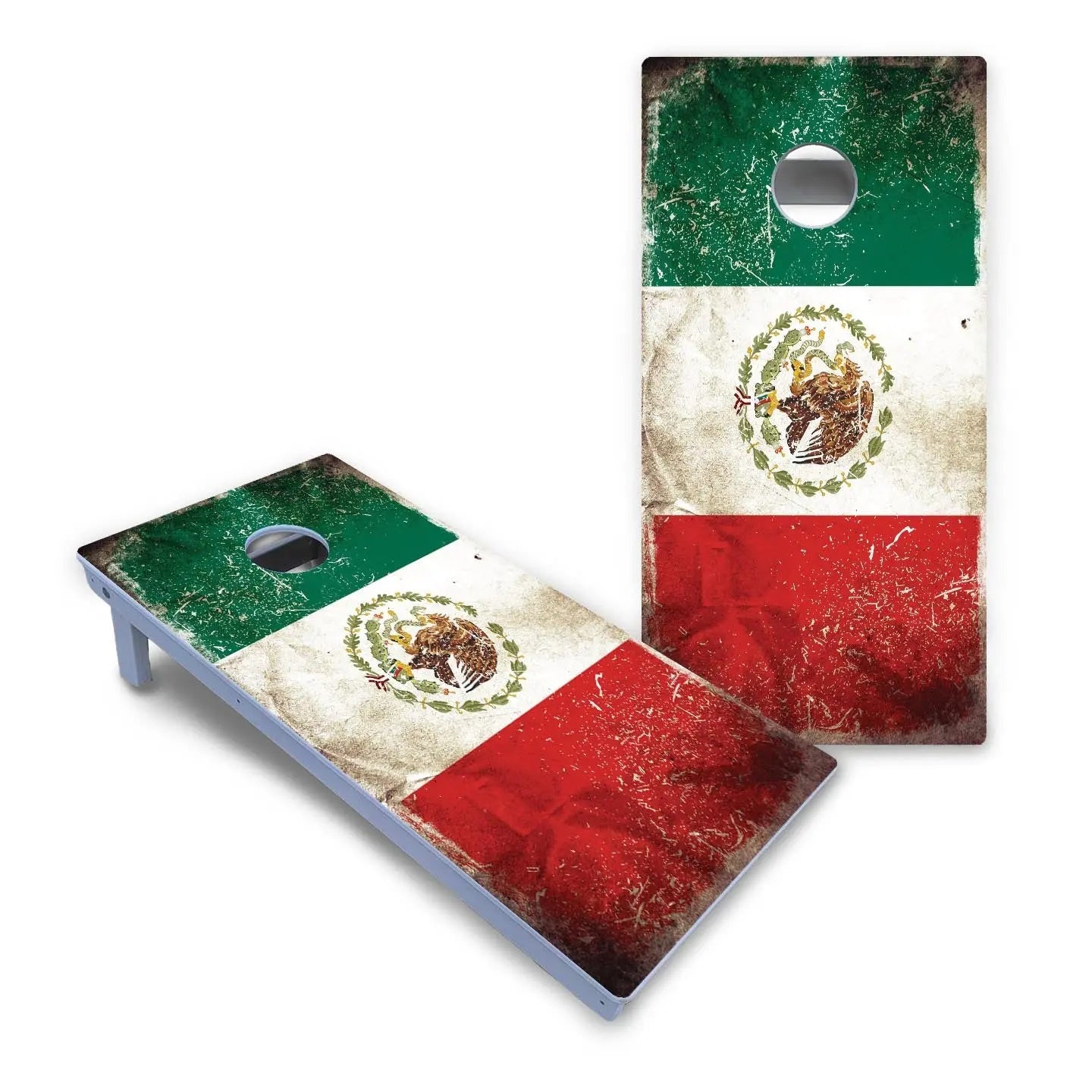 Mexico Flag Cornhole Boards - All Weather Series by Cornhole Solutions, custom cornhole board detail photo 2