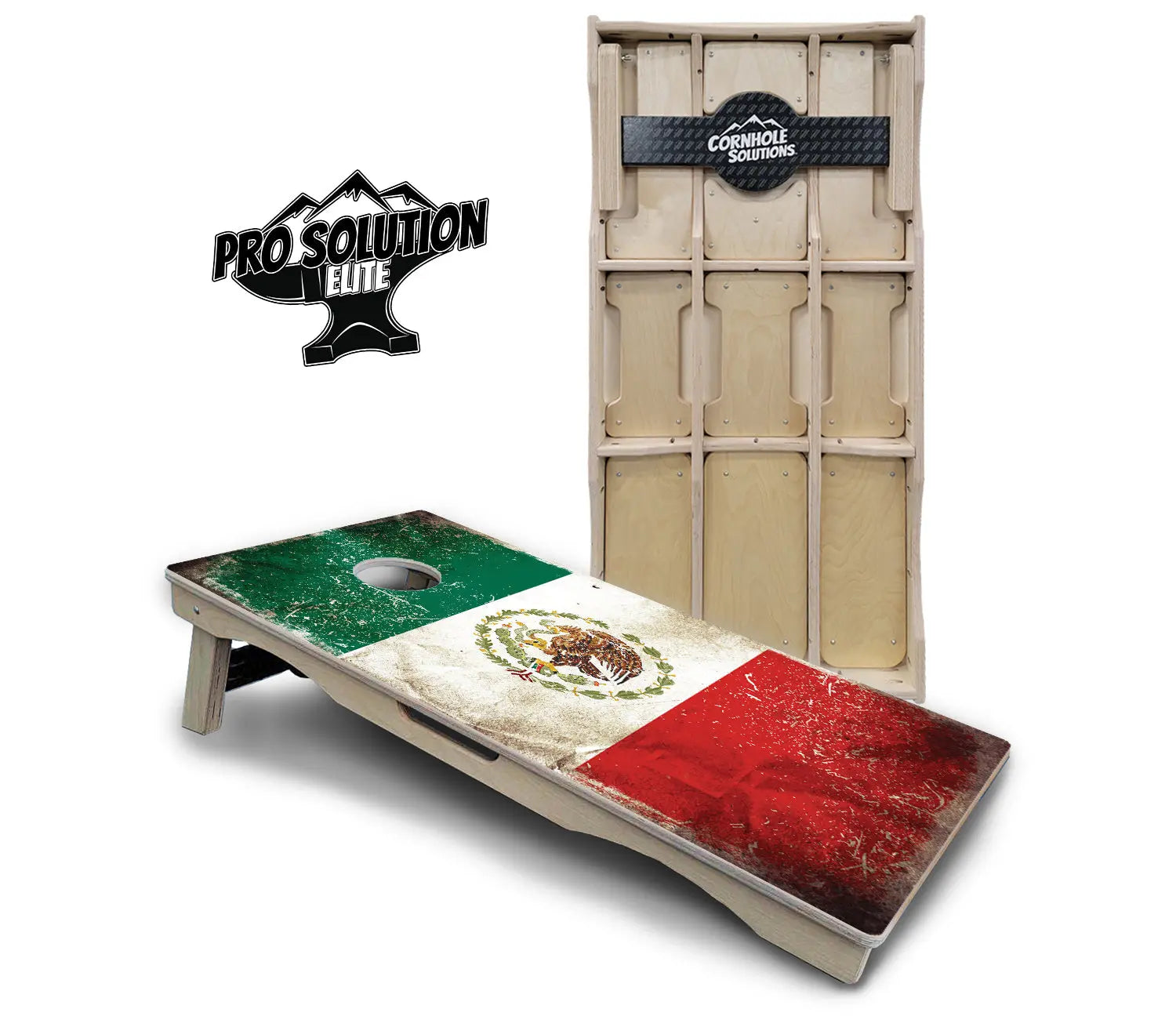 Mexico Flag Cornhole Boards - Pro Solution Elite Series by Cornhole Solutions, custom cornhole board main product photo