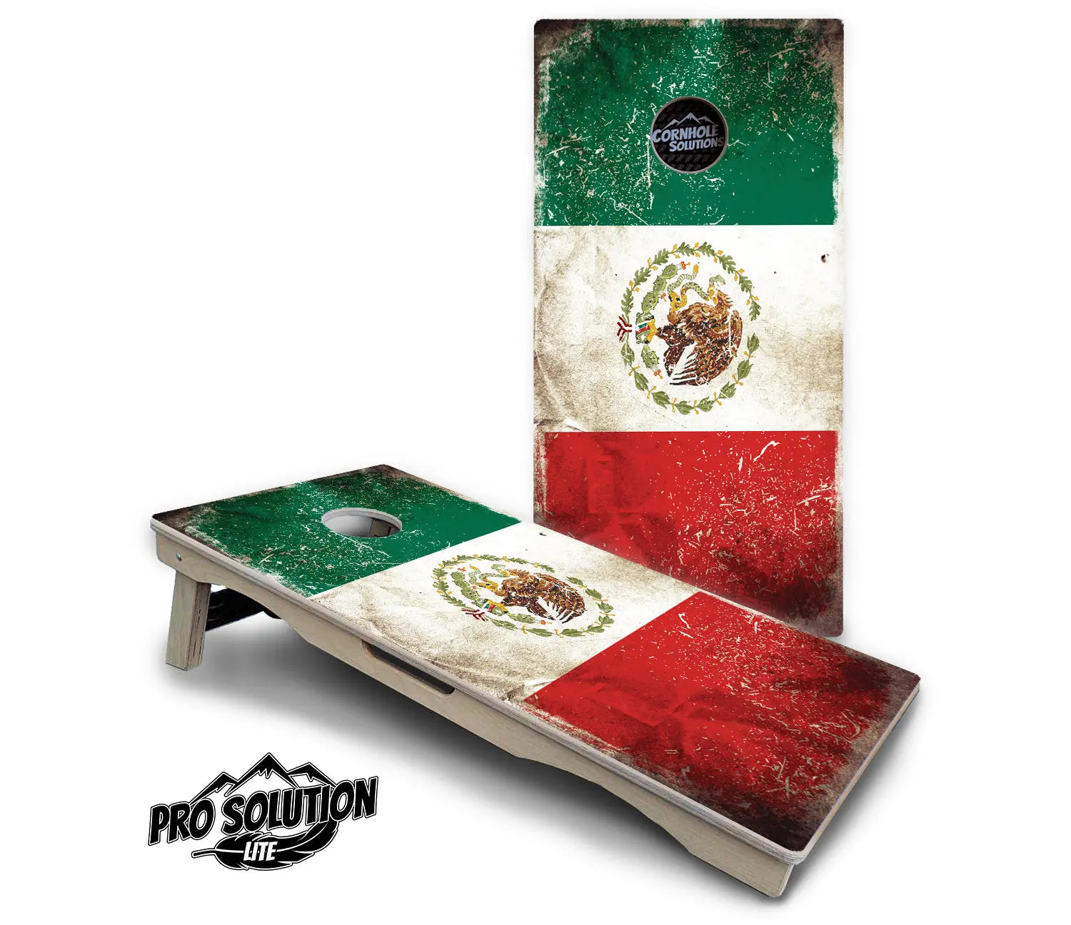Mexico Flag Cornhole Boards - Pro Solution Lite Series by Cornhole Solutions, custom cornhole board detail photo 2