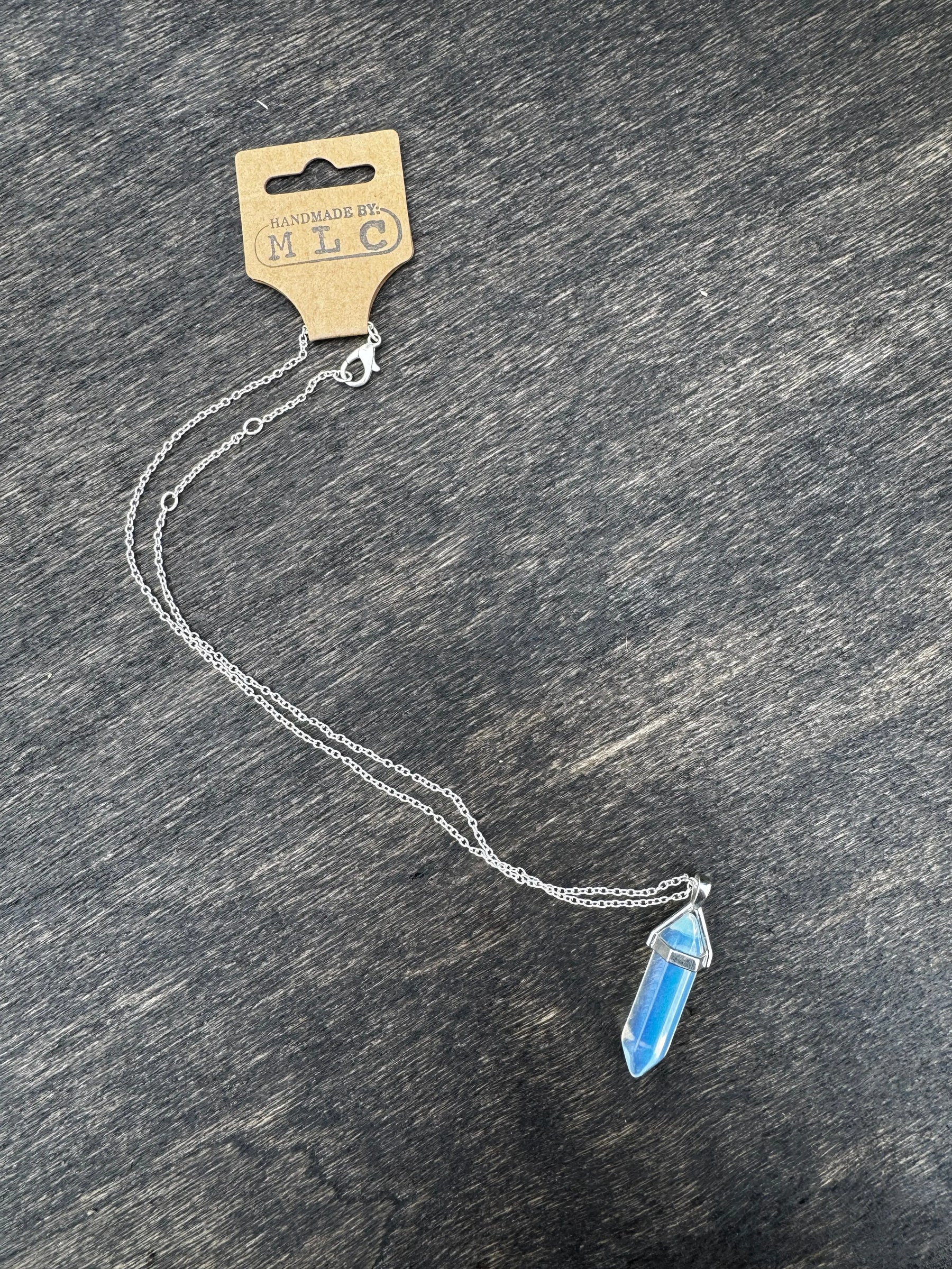 Milky Crystal Necklace | Cottagecore Crystal Jewelry Gift by Mushroom Lady Co, handmade jewelry detail photo 2
