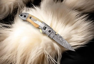 Mini folding knife | Bone Handle pocket knife | 3 inch blade Damascus Knife Store