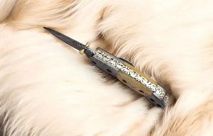Mini folding knife | Bone Handle pocket knife | 3 inch blade Damascus Knife Store