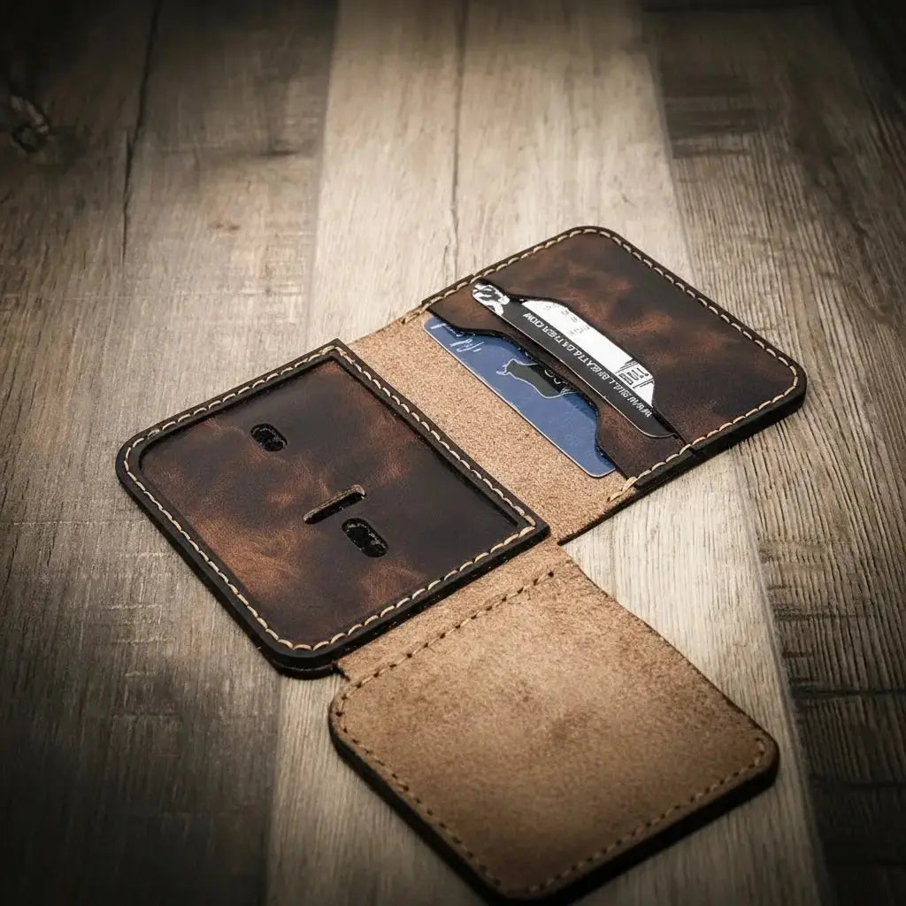 Minimalist Badge Wallet folded for compact everyday carry