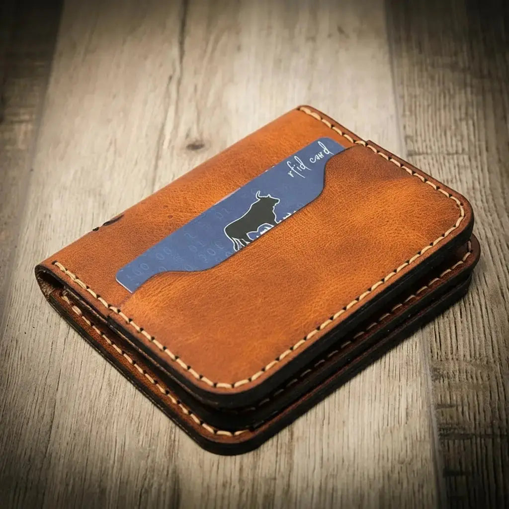 Minimalist Badge Wallet side profile showing its slim design