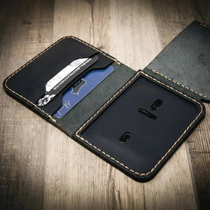 Handcrafted leather Minimalist Badge Wallet for everyday use