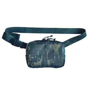 Woodland camouflage fanny pack with adjustable strap