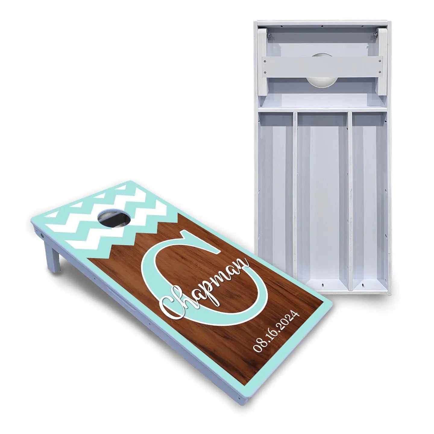 Mint Chevron Cornhole Boards - All Weather Series by Cornhole Solutions, custom cornhole board main product photo