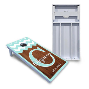Mint Chevron Cornhole Boards - All Weather Series by Cornhole Solutions, custom cornhole board main product photo