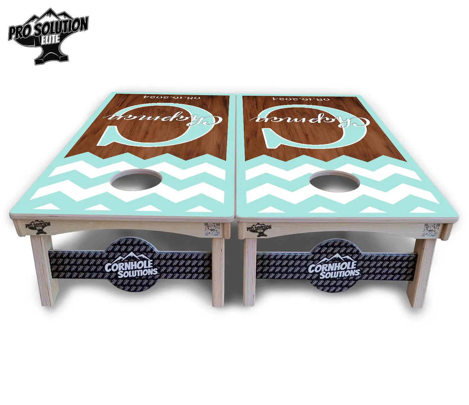 Mint Chevron Cornhole Boards - Pro Solution Elite Series Cornhole Solutions
