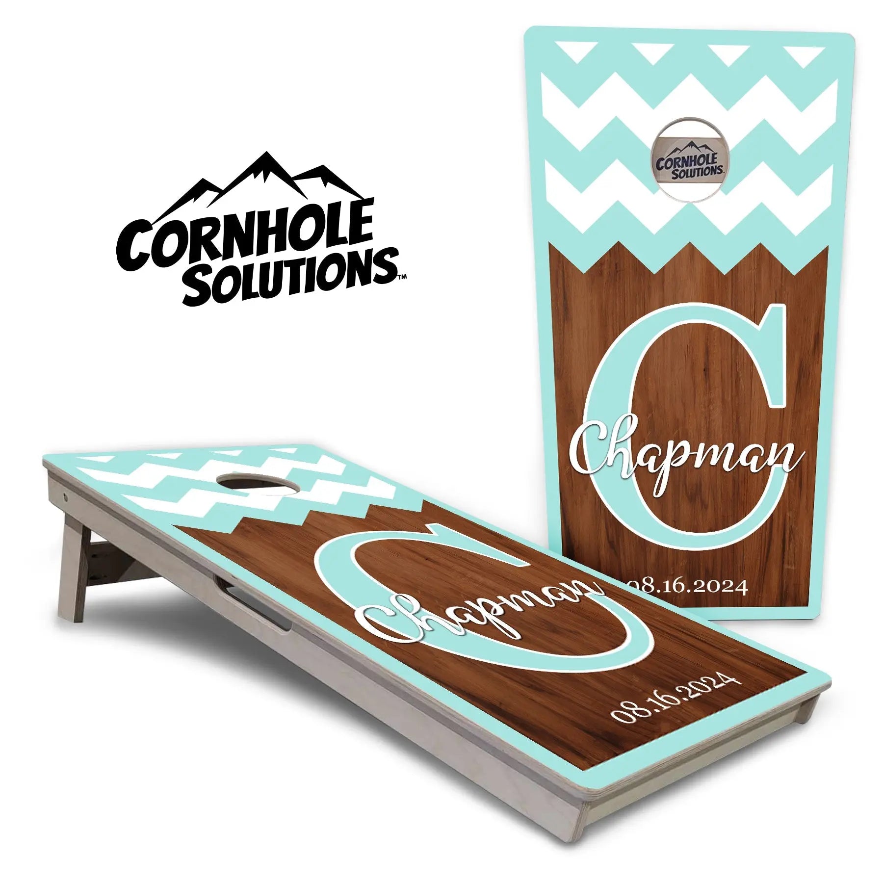 Mint Chevron Cornhole Boards - Professional Tournament Series Cornhole Solutions