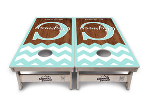 Mint Chevron Cornhole Boards - Professional Tournament Series by Cornhole Solutions, custom cornhole board detail photo 2
