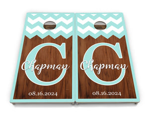 Mint Chevron Cornhole Boards - Professional Tournament Series by Cornhole Solutions, custom cornhole board detail photo 3