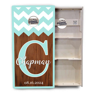 Mint Chevron Cornhole Boards - Professional Tournament Series by Cornhole Solutions, custom cornhole board detail photo 4